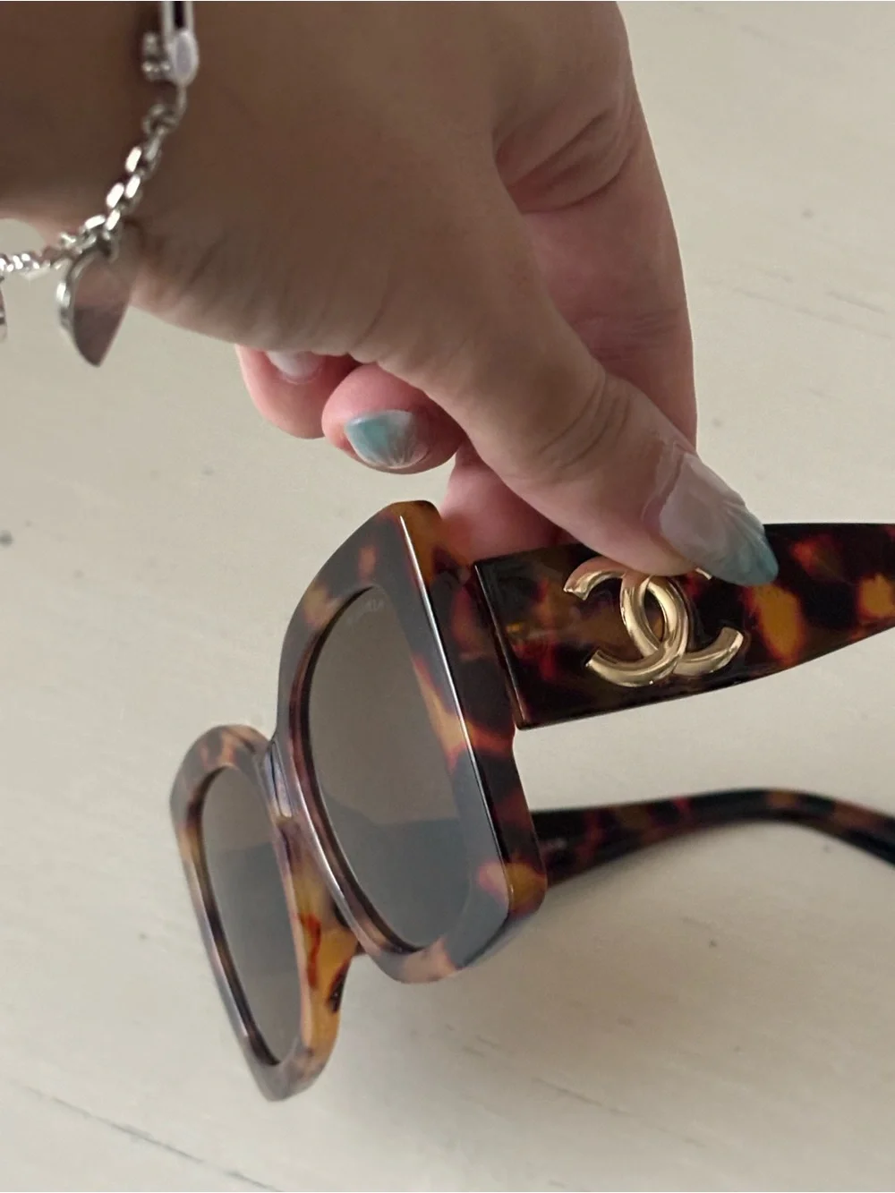 Chanel square sunglasses dark havana